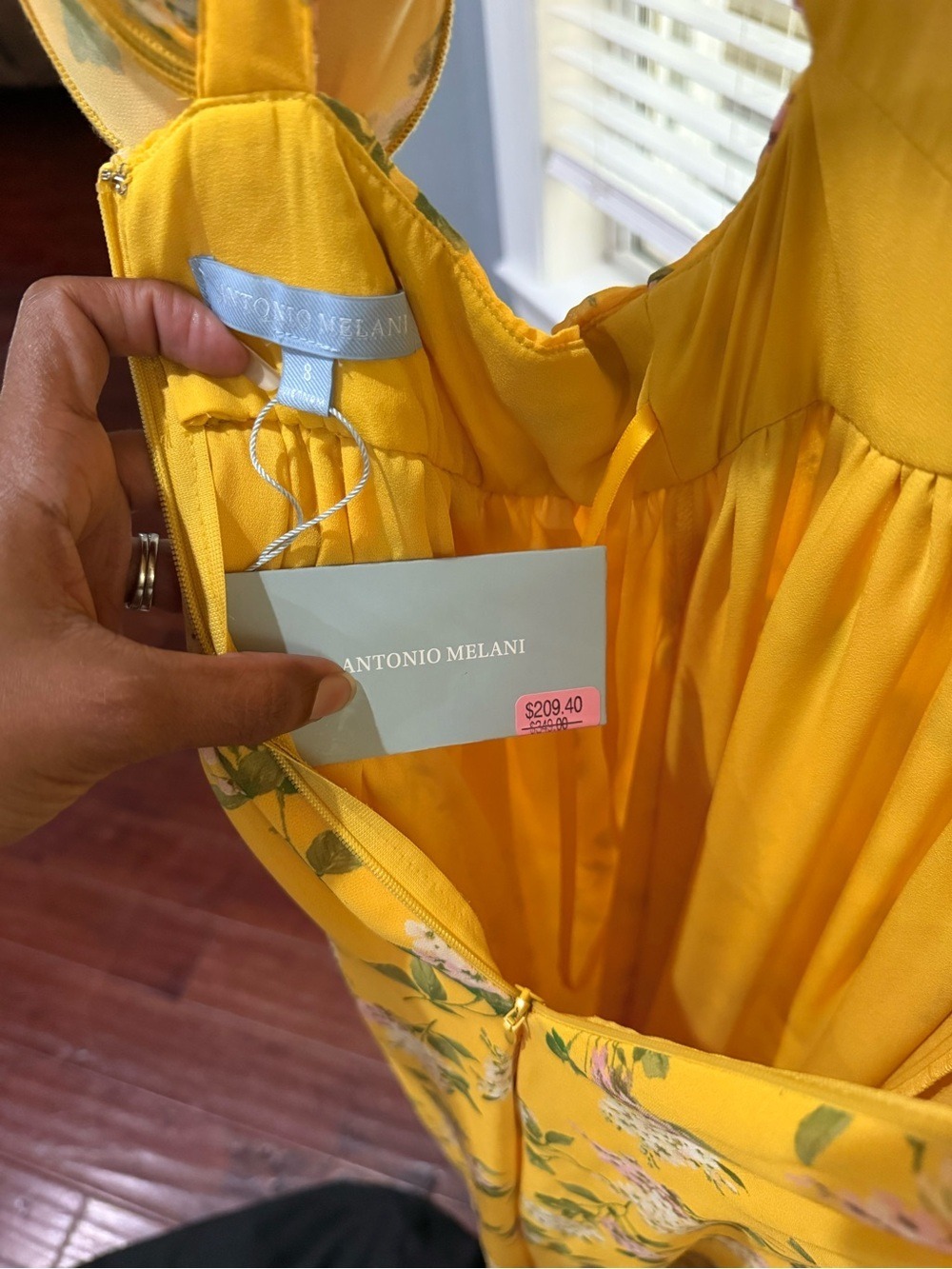 ANTONIO MELANI Yellow Floral Maxi Dress with Rosette Shoulders - Picture 8 of 8